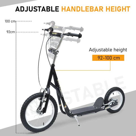 Rootz Kinderroller – Tretroller – Stadtroller – Teenager-Roller – Push-Kick-Scooter für Kinder – verstellbarer Lenker – Doppelbremsen-Ständer – Schwarz