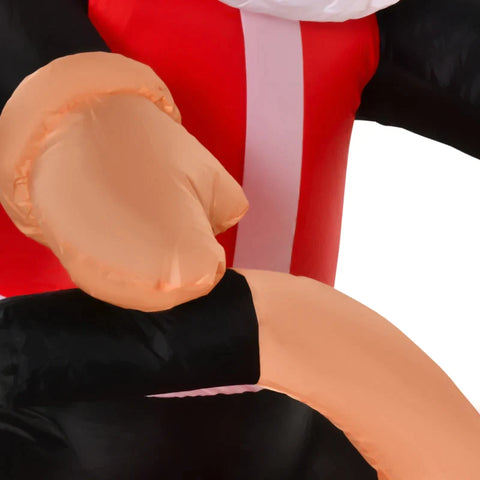 Rootz Inflatable Santa Claus - on a Motorcycle - 150cm LED with Blower - Christmas Party - Christmas Decoration - Polyester - White + Red + Green - 153 x 55 x 150cm