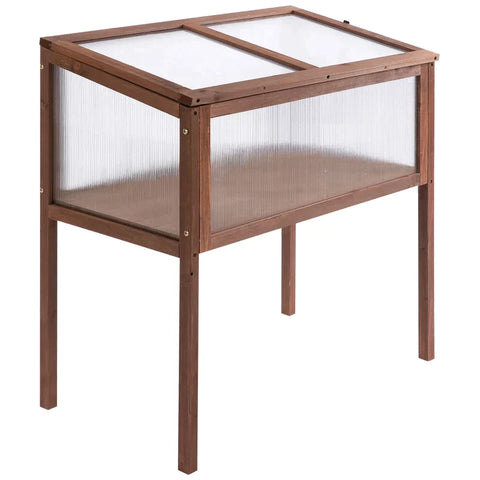 Rootz Hochbeet – Anzuchttisch – Kräuterbeet – Pflanzkasten für den Garten – Balkon und Terrasse – Tannenholz – PC-Platte – Braun – 90 x 50 x 93 cm