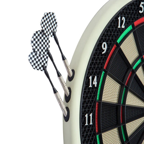 Rootz Electronic Dart Board - Dart Board - Dart Board Set - With LCD Display - 6 Darts - 24 Dart Heads - For 8 Players - Plastic - Black - 44L x 50W x 3.2T cm