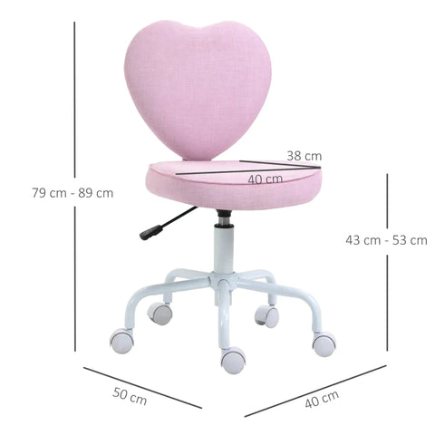 Rootz Desk Chair - Chair Swivel - Chair Computer - Chair - Chair Seat - Pink - 40 x 50 x 79-89 cm