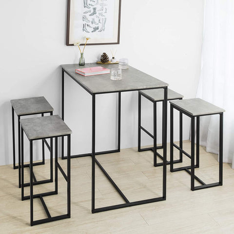 Rootz Bar-Set – 1 Bartisch und 4 Hocker – Frühstücksbar-Set für die Küche zu Hause – Möbel-Ess-Set