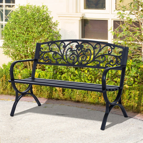 Rootz Gartenbank – Bank – 2-Sitzer-Bank – Metall – Schwarz – 127 x 60 x 85 cm