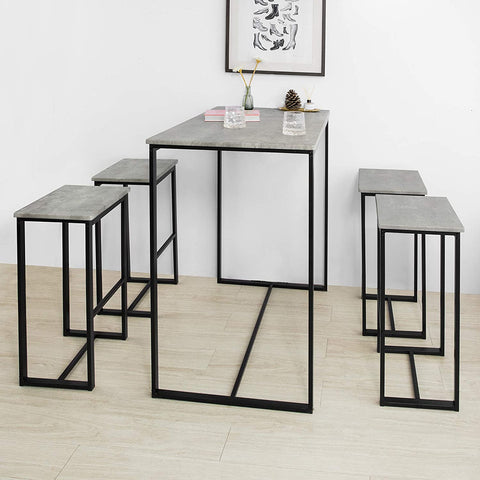 Rootz Bar-Set – 1 Bartisch und 4 Hocker – Frühstücksbar-Set für die Küche zu Hause – Möbel-Ess-Set