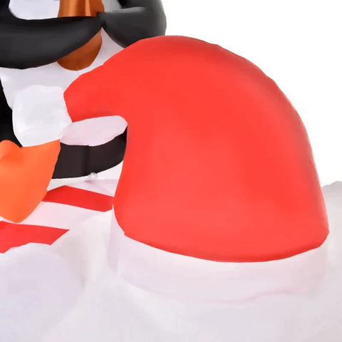 Rootz Christmas Penguins - Inflatable Penguins on Polar Bear - Christmas Decoration with Lights - Christmas Gardens Decoration - Weatherproof - Polyester - 227 x 113 x 206 cm