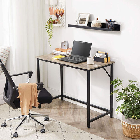 Rootz Bureau - Bureau Met Metalen Frame - Bureau - Computerbureau - Schrijftafel - Thuiskantoormeubilair - Werkstation - Studiebureau - Directiebureau - Verstelbaar Bureau - Gaming Bureau - Greige-Zwart - 100 x 50 x 75 cm (L x B x H)