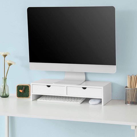 Rootz Monitorstandaard Computerscherm- Monitorstandaard Monitor- Riser Bureau-organizer met 2 laden