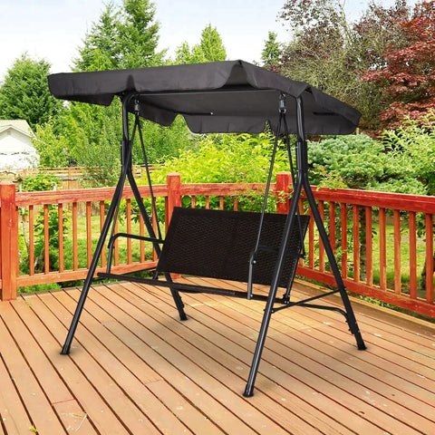 Rootz Swing Chair - Hammock Swing - Garden Swing Bench - 2 Seater - Adjustable - Sun Canopy - 140 x 110 x 151 cm