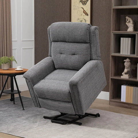 Rootz Recliner - Stand-up Chair - Armchair - Tv Chair - Incl. Remote Control - Footrest - Steel - Grey - 89L x 96W x 108H cm
