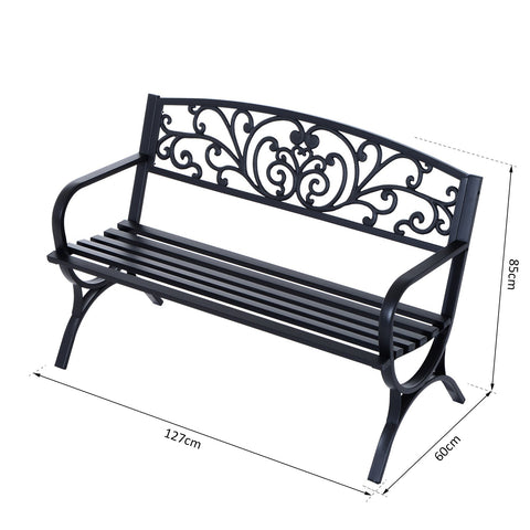 Rootz Gartenbank – Bank – 2-Sitzer-Bank – Metall – Schwarz – 127 x 60 x 85 cm