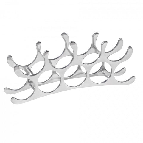 Rootz Wijnrek - Aluminium - Zilver - Houder voor 9 flessen, modern design - Stijlvolle wijnaccessoires - Smalle keukenplank - Staand flessenrek 