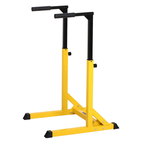 Rootz Pull-up Bar - Dip Station - Adjustable Parallel Bar - Pull Up Power Tower - Yellow/ Black - 66cm x 75cm x 119cm