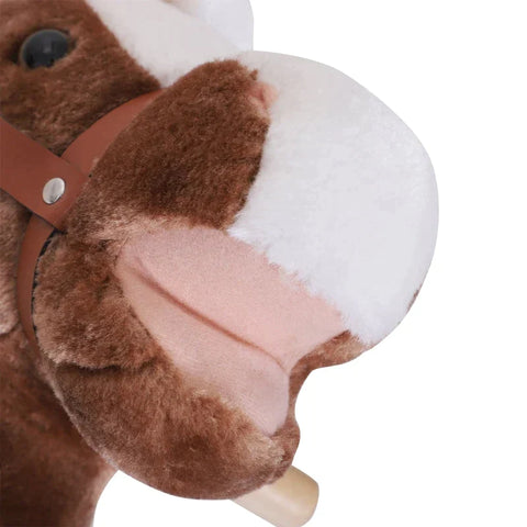 Rootz Rocking Horse - Baby Rocking Animal - Children Plush - Brown - L74 x W33 x H62 cm
