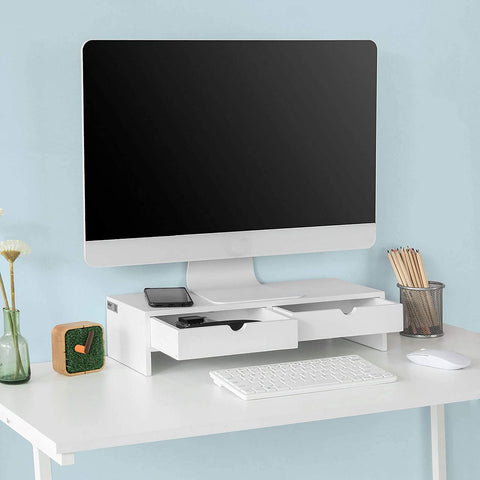 Rootz Monitorstandaard Computerscherm- Monitorstandaard Monitor- Riser Bureau-organizer met 2 laden