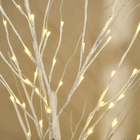 Rootz Künstlicher Baum – Künstliche Birke – Mit LED-Beleuchtung – Warmweiß – Realistische weiße Rinde – 22 x 22 x 180 cm