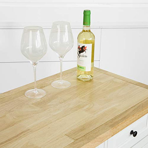 Rootz Kitchen Storage Trolley Kitchen Cabinet Cupboard Sideboard Kitchen Island with 3 Drawers 2 Open Shelves 2 Doors