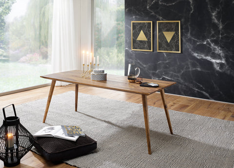 Rootz Eettafel - Sheesham Massief Hout - Rustiek Landhuis Design - Grote Eetkamertafel voor 6-8 Personen - 180x80x76 cm 