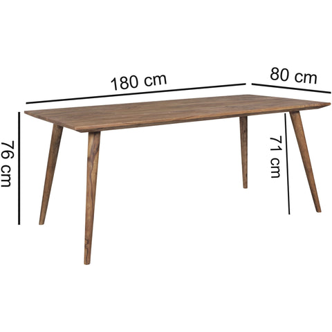 Rootz Eettafel - Sheesham Massief Hout - Rustiek Landhuis Design - Grote Eetkamertafel voor 6-8 Personen - 180x80x76 cm 