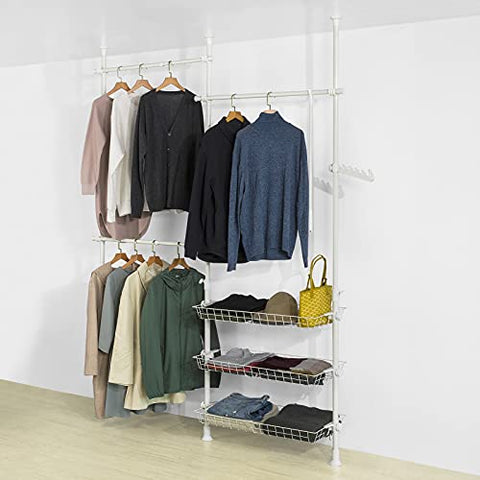 Rootz Telescopische Garderobe-organizer-Ophangrail-Kledingrek-Opbergrekken