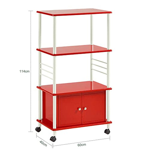 Rootz Microwave Shelf - Kitchen Wheeled Storage Shelf with Cabinet