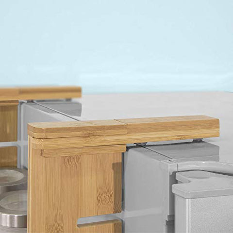 Rootz Refrigerator Hanging Shelf - 3 Tiers Bamboo Kitchen Shelf Spice Rack Kitchen Cabinet