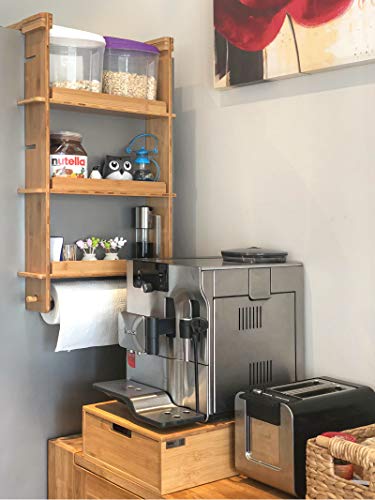 Rootz Refrigerator Hanging Shelf - 3 Tiers Bamboo Kitchen Shelf Spice Rack Kitchen Cabinet
