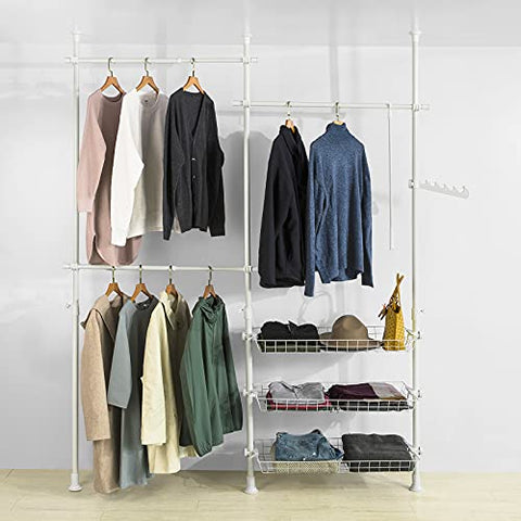 Rootz Telescopische Garderobe-organizer-Ophangrail-Kledingrek-Opbergrekken