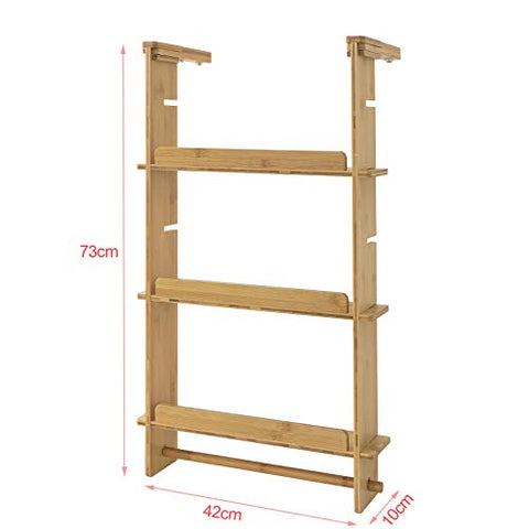 Rootz Refrigerator Hanging Shelf - 3 Tiers Bamboo Kitchen Shelf Spice Rack Kitchen Cabinet