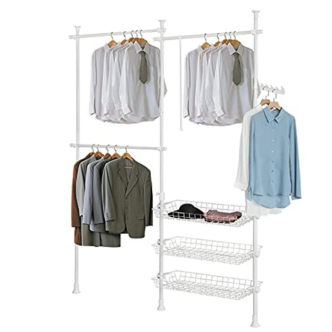 Rootz Telescopische Garderobe-organizer-Ophangrail-Kledingrek-Opbergrekken
