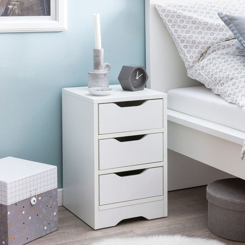 Rootz Nachtconsole - Mat 3 Laden - Nachtkastje met Opbergruimte - Wit - 31x49x31cm