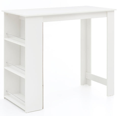 Rootz Bartisch – Küchentisch aus Holz mit integrierter Ablage – Weiß – 120 x 107,5 x 60 cm