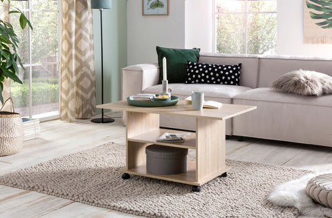 Rootz Drehbarer Couchtisch – Sonoma – Rollen – Design mit Stauraum – 95 x 51 x 54,5 cm