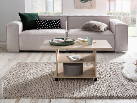 Rootz Drehbarer Couchtisch – Sonoma – Rollen – Design mit Stauraum – 95 x 51 x 54,5 cm