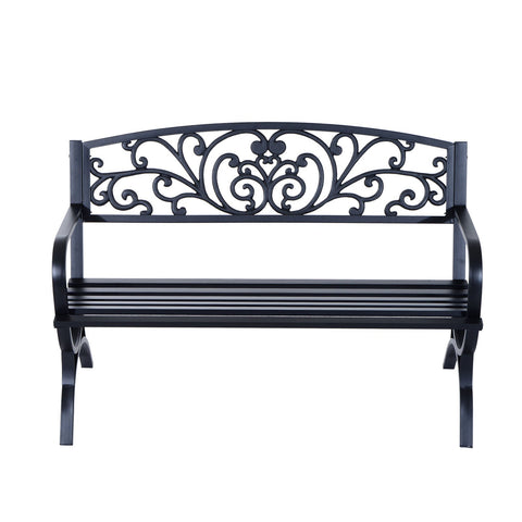 Rootz Gartenbank – Bank – 2-Sitzer-Bank – Metall – Schwarz – 127 x 60 x 85 cm