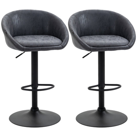 Rootz Barhocker – Set mit 2 Barhockern – höhenverstellbar – 360-Grad-Drehdesign – Grau – 57 cm x 50 cm x 84–104 cm