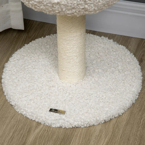 Rootz Scratching Post - With Cat House - Cat Tree - Sheep Design Including Cat Cave - Washable Cushion - Cream White/Brown