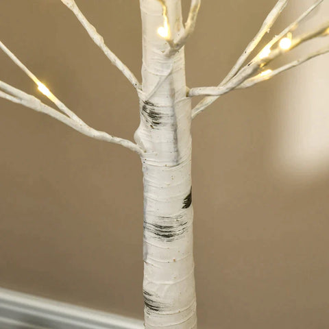 Rootz Künstlicher Baum – Künstliche Birke – Mit LED-Beleuchtung – Warmweiß – Realistische weiße Rinde – 22 x 22 x 180 cm