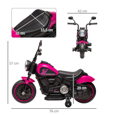 Rootz Elektrische Kindermotor - Zijwieltjes - Koplampen - 1,5 tot 3 km/u - Kinderen 1,5 tot 3 jaar - Kunststof - Roze - 76L x 42W x 57H cm