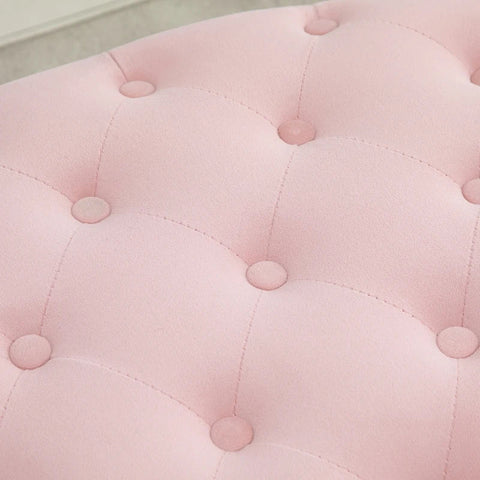 Rootz Bench - Upholstered Bench with Storage Space - Chest Bench - Oval Shape - Hallway - Bedroom - Living Room - Velvety - Polyester - Pink - 71 x 52 x 42 cm