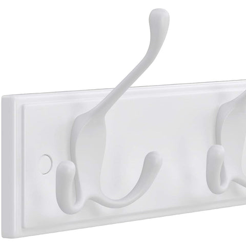 Rootz Wandkapstok - Kapstok - 4 Haken - Kapstokhaken - Jassen - Hoeden - Tassen - Wit - MDF - 40 x 11 x 7 cm