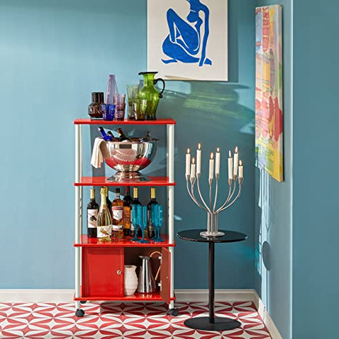 Rootz Microwave Shelf - Kitchen Wheeled Storage Shelf with Cabinet