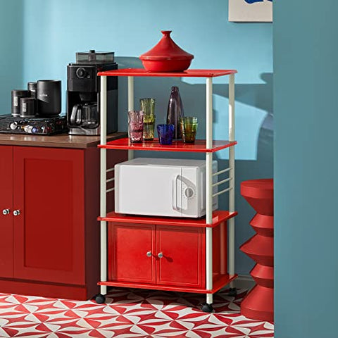 Rootz Microwave Shelf - Kitchen Wheeled Storage Shelf with Cabinet