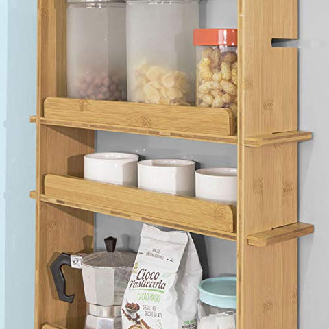 Rootz Refrigerator Hanging Shelf - 3 Tiers Bamboo Kitchen Shelf Spice Rack Kitchen Cabinet