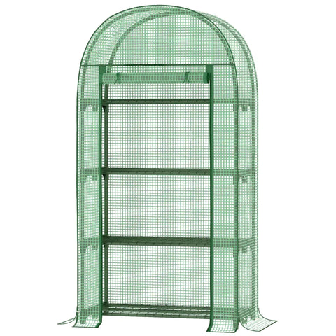 Rootz Kas - Folie Kas - Balkon Met 4 Planken - Tomatenkas - Plantenkas - Koud Kader - Metaal - Groen - 80 x 49 x 160 cm