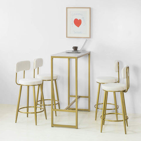 Rootz Kitchen Frühstücksbartisch – Esstisch – Kaffeebar mit goldenem Metallrahmen