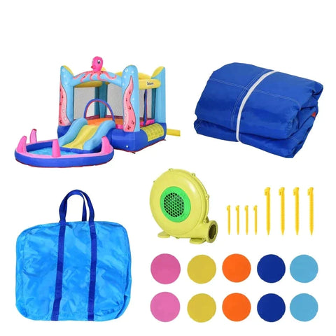 Rootz Hüpfburg – aufblasbare Hüpfburg – Rutschen-Hüpfburg – Spielburg – Wasserpark für Kinder – aufblasbares Trampolin – Wasserrutschen-Pool – Oxford-Stoff – 360 x 175 x 180 cm