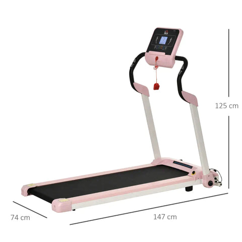 Rootz Treadmill - Electric Treadmill - Foldable - 400 W 1-12 KM/H 1.5HP - LCD Display - With Mobile Phone Holder - Pink - 134 x 60 x 118 cm