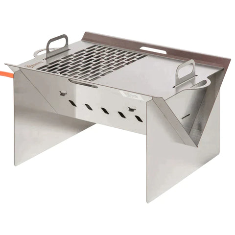 Rootz Table Grill - Gas Grill - Bbq Grill - Camping Grill With Grill Net - Small Outdoor Table Gas Grill - Removable - Stainless Steel - Silver - 52 x 40 x 31 cm