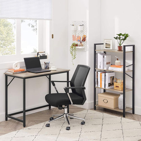 Rootz Bureau - Bureau Met Metalen Frame - Bureau - Computerbureau - Schrijftafel - Thuiskantoormeubilair - Werkstation - Studiebureau - Directiebureau - Verstelbaar Bureau - Gaming Bureau - Greige-Zwart - 100 x 50 x 75 cm (L x B x H)