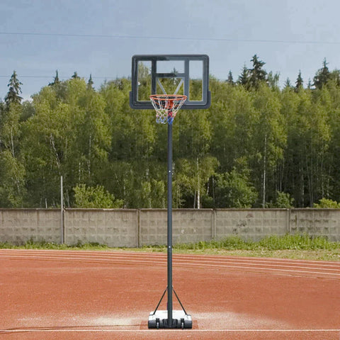Rootz Basketball Stand - Portable Basketball Hoop Stand - Height Adjustable - Moving Wheels - Black - 110 cm x 75 cm x 370 cm